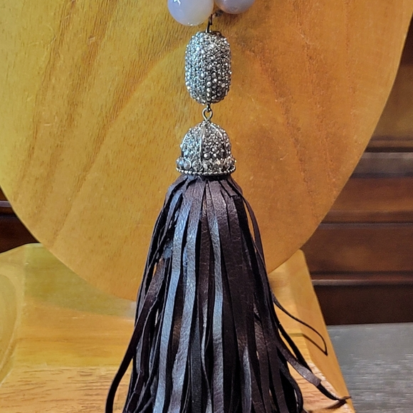 Chico's Black Label Beaded Tassel Necklace w/ Faceted Glass and Rhinestone Beads - Picture 10 of 12